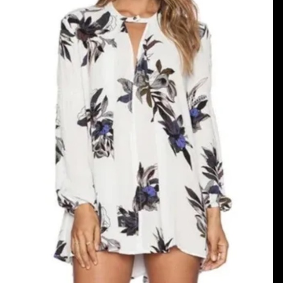 Free People Women's Floral Tree Swing Tunic Top / Mini Dress Sz M long sleeves - Picture 1 of 11